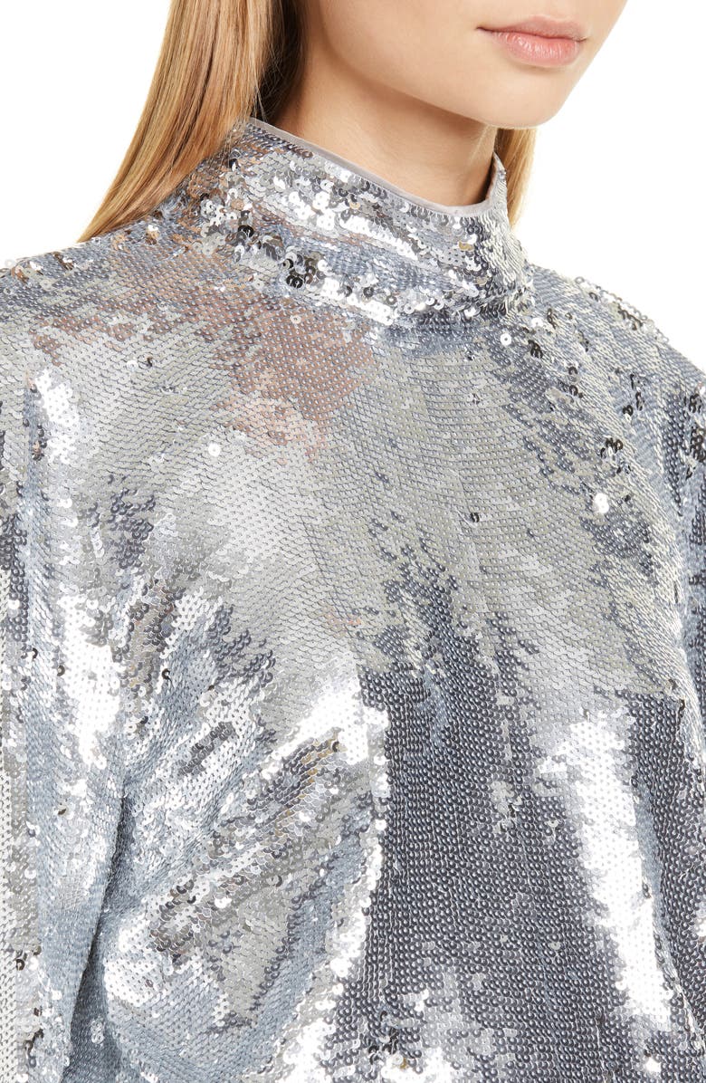 Veronica Beard Lucinda Sequin Mock Neck Long Sleeve Top, Alternate, color, 