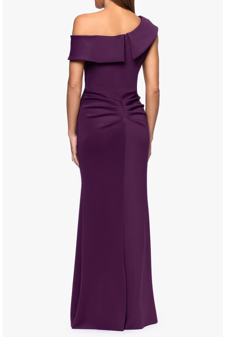Ruffle One-Shoulder Scuba Knit Gown, Alternate, color, PLUM