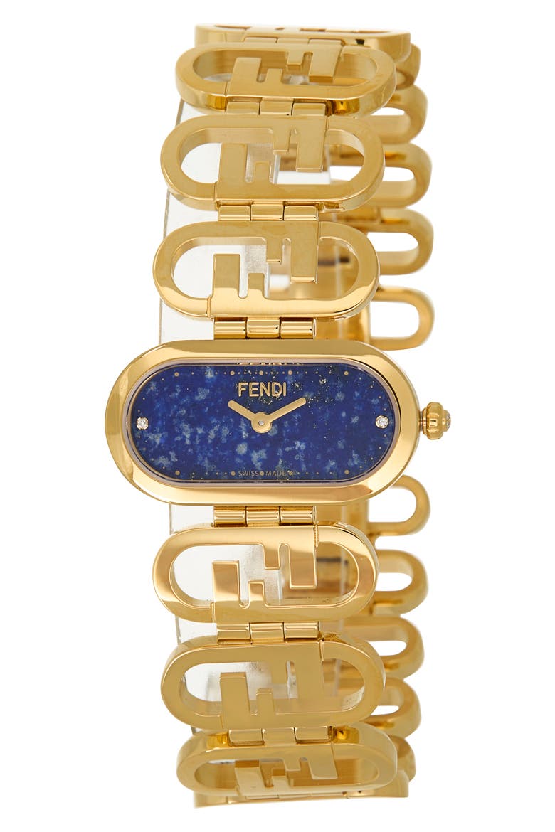 O'Lock Diamond Accent Oval Link Bracelet Watch, 28.3mm x 14.8mm, Main, color, GOLD