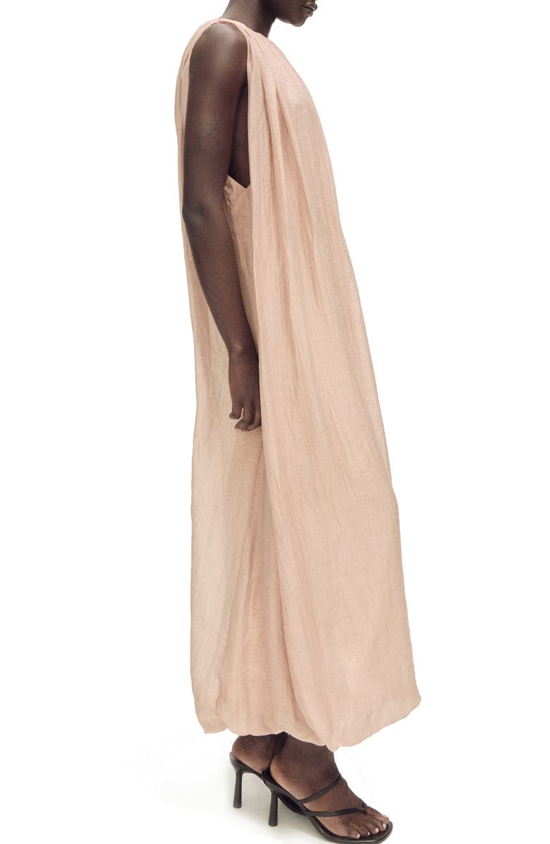 MANGO Gathered Belted Maxi Dress, Alternate, color, Beige