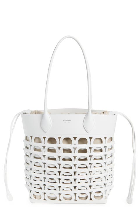 Medium Gancini Perforated Leather Tote