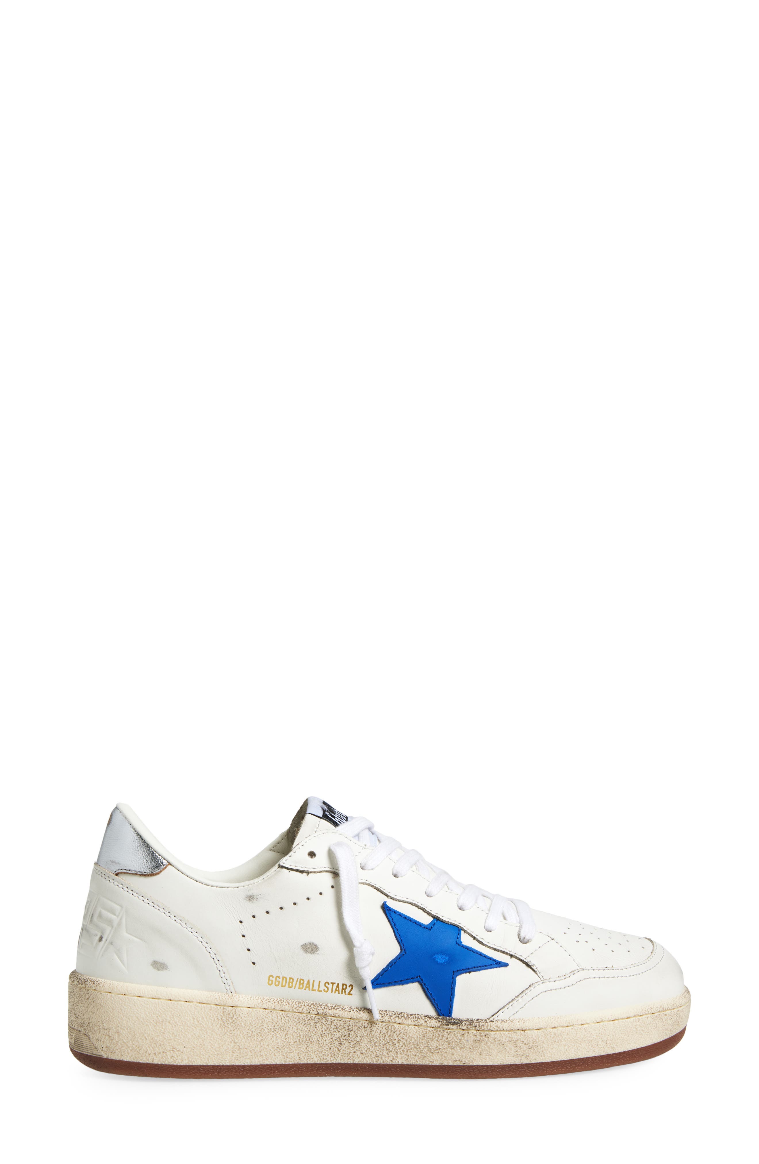 Golden Goose Ball Star Low Top Sneaker, Alternate, color, Optic White/ Blue/ Silver