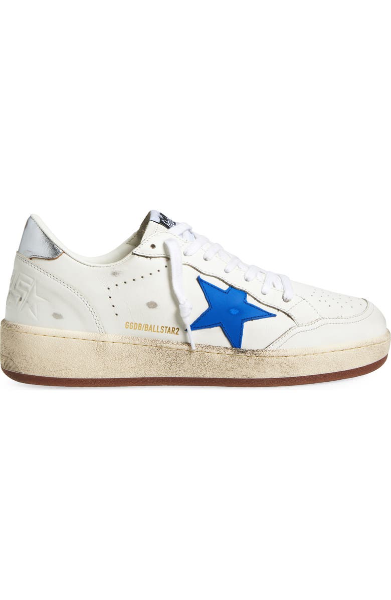 Golden Goose Ball Star Low Top Sneaker, Alternate, color, Optic White/ Blue/ Silver
