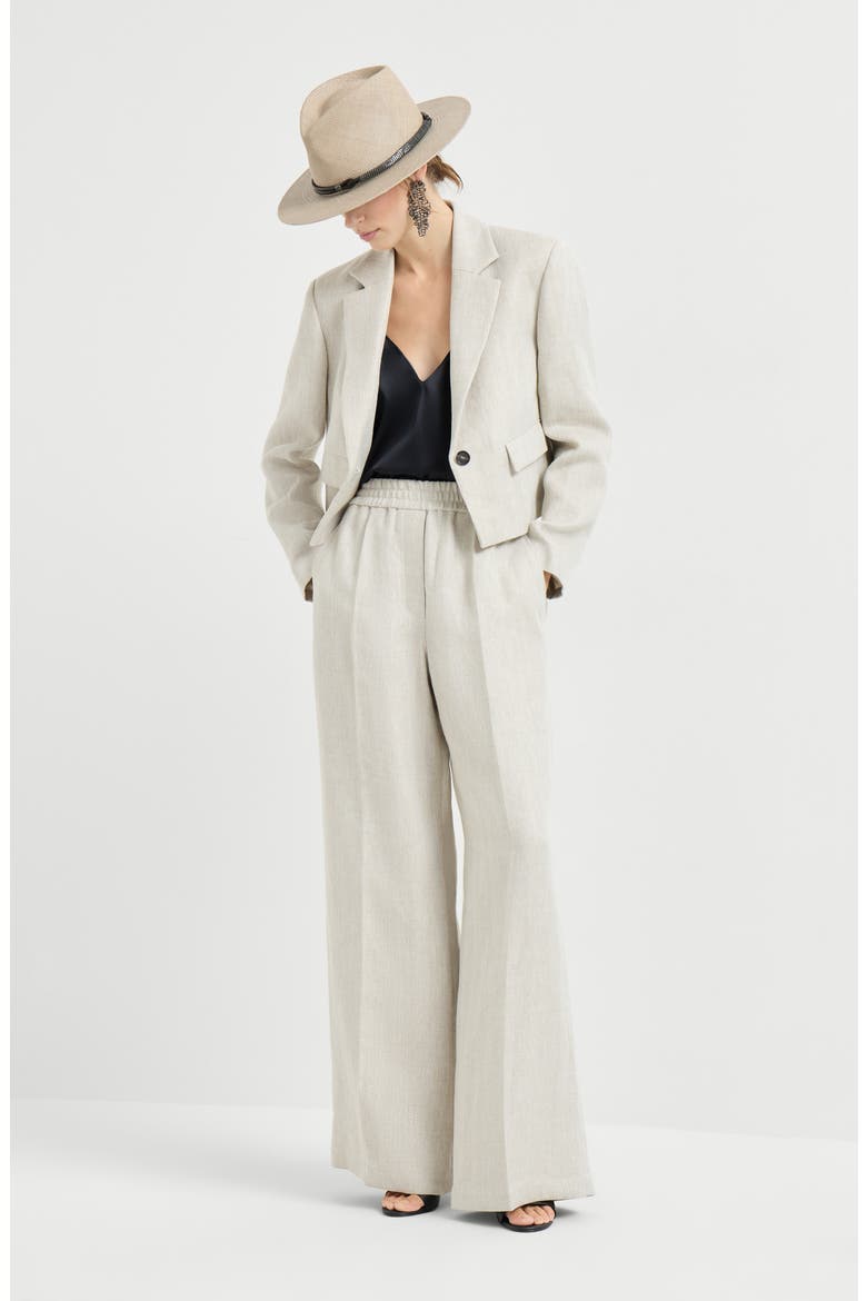 Chevron cropped blazer, Alternate, color, Beige