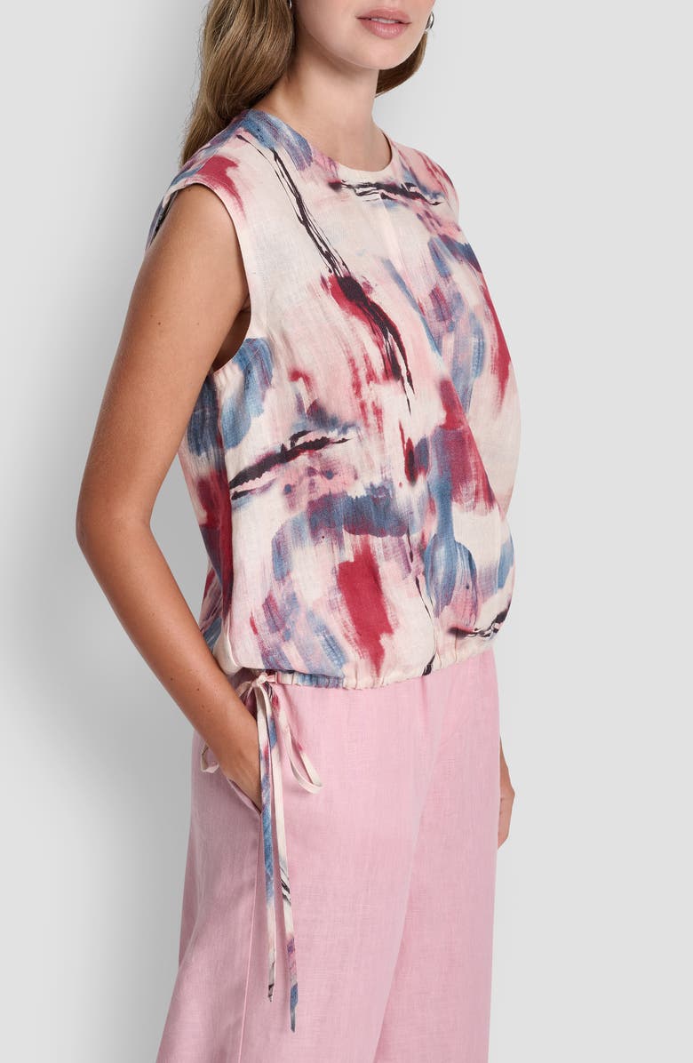 DKNY Straight Leg Linen Pants, Alternate, color, Urban Bloom