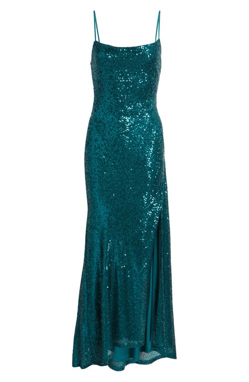 Bp. Tie Back Sequin Gown In Green Berry