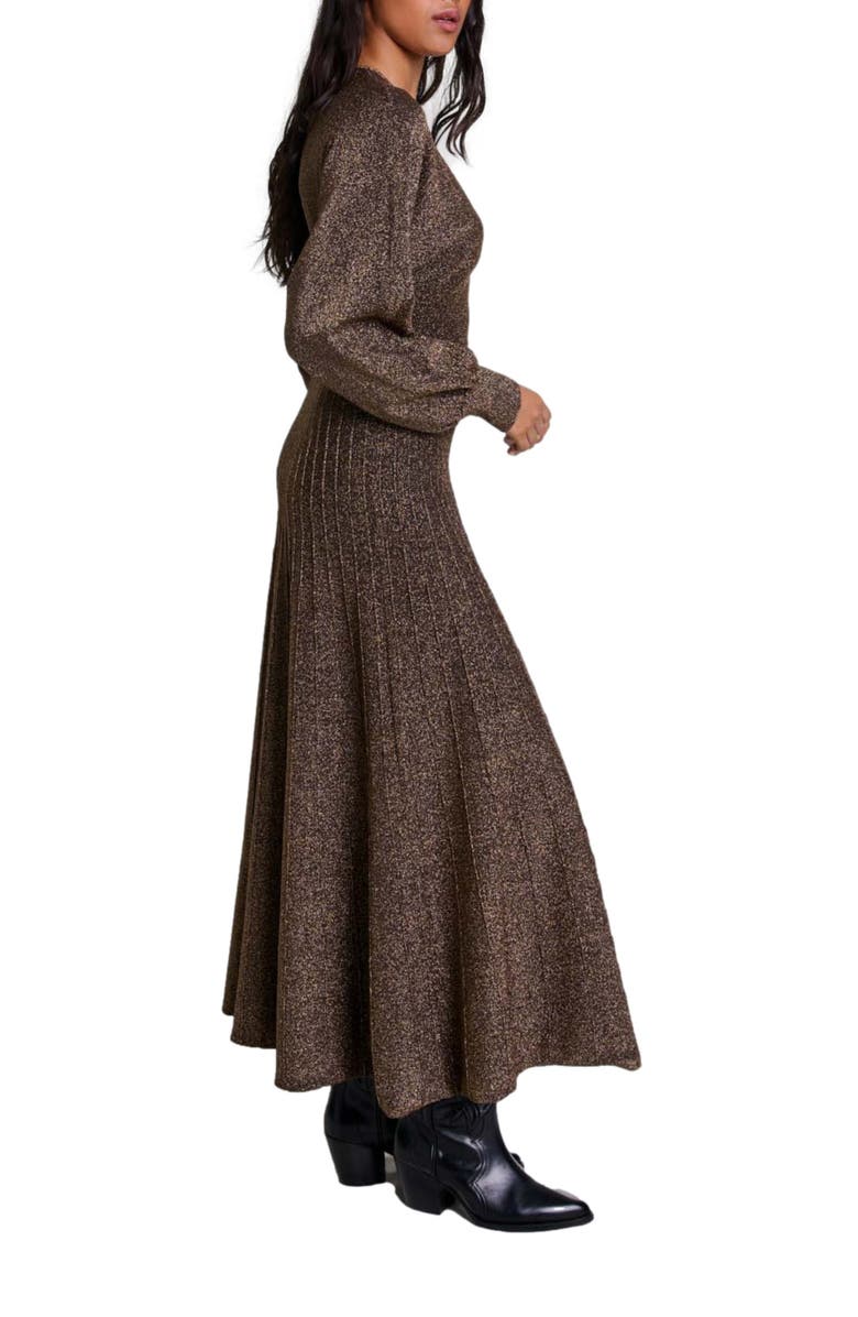 maje Shiny knit maxi dress, Alternate, color,