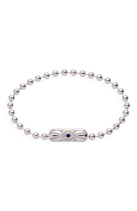 Ball Chain Barrel Closure Bracelet with Evil Eye