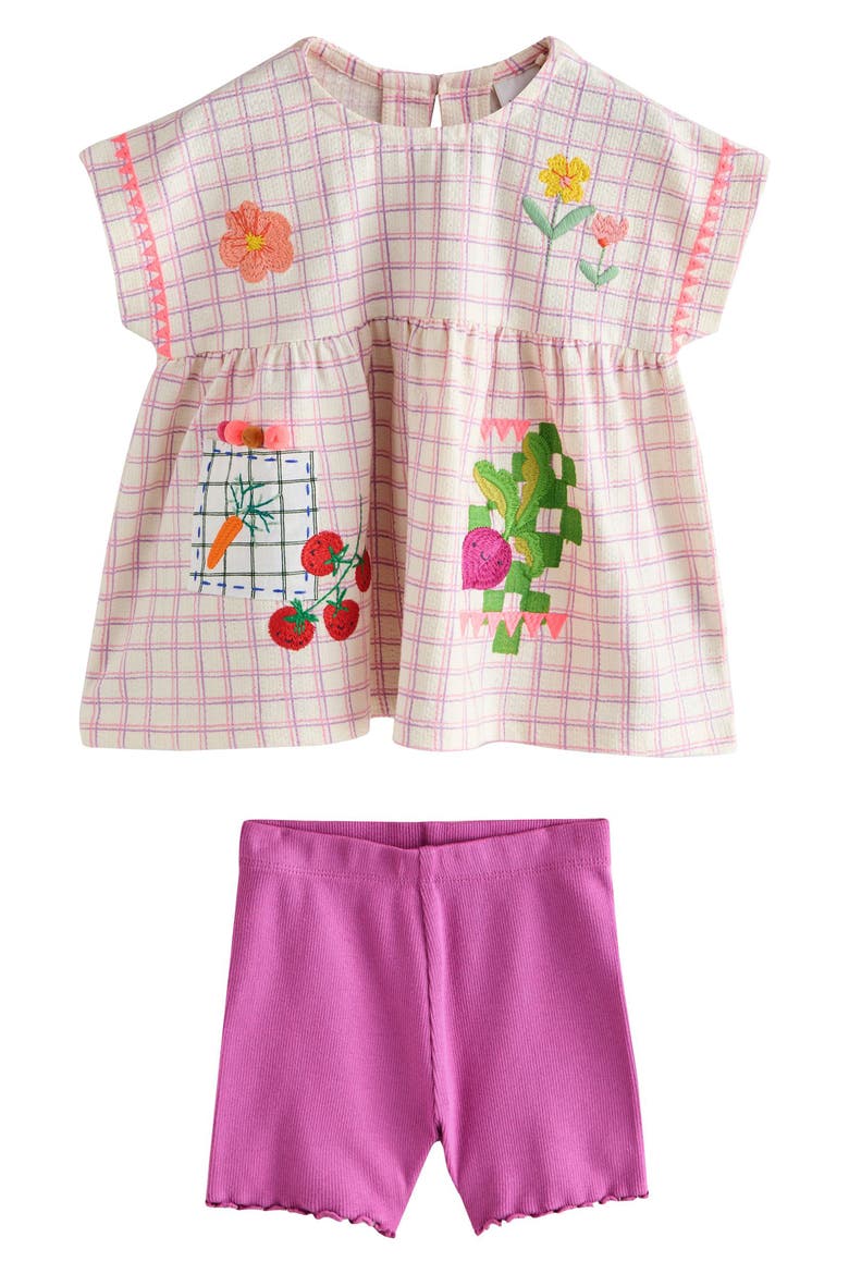 Kids' Peplum T-Shirt & Bike Shorts Set, Main, color, PURPLE