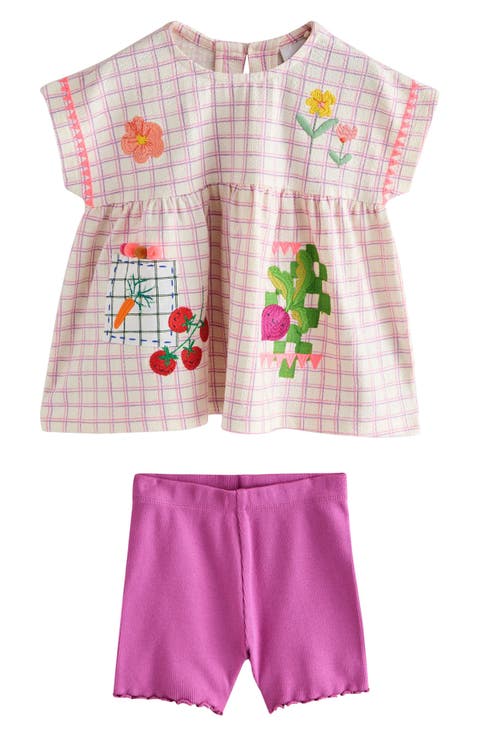 Kids' Peplum T-Shirt & Bike Shorts Set