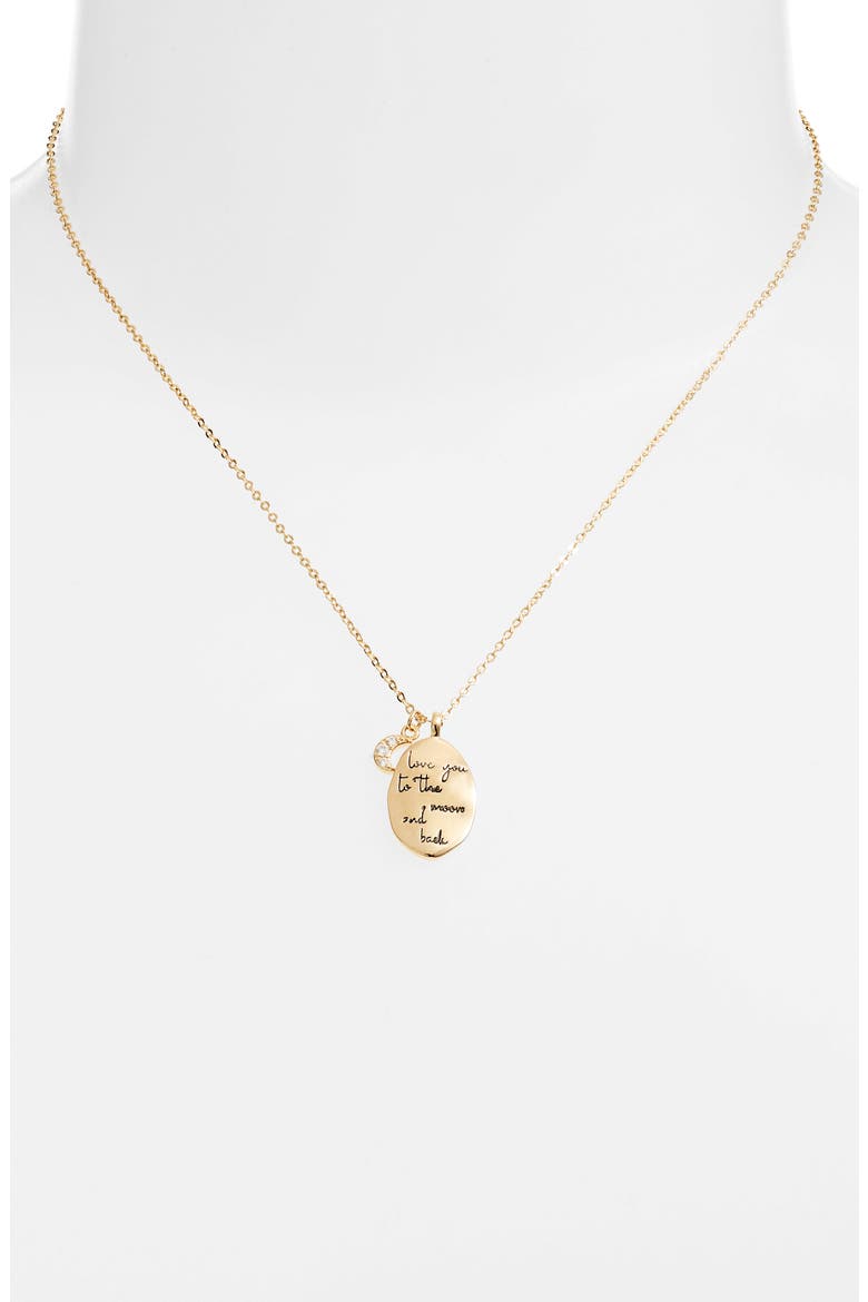 Love Phrase Coin Pendant Necklace, Alternate, color, GOLD- LOVE U TO THE MOON