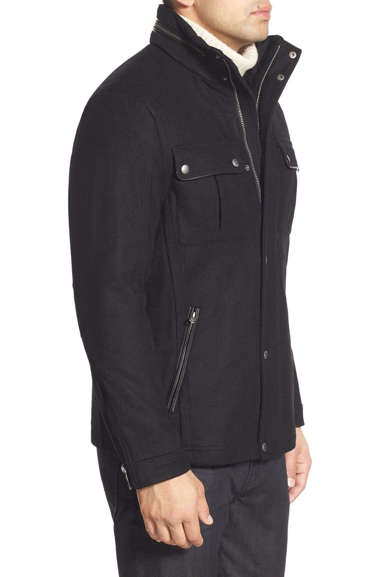 Cole Haan Melton Coat, Alternate, color, BLACK