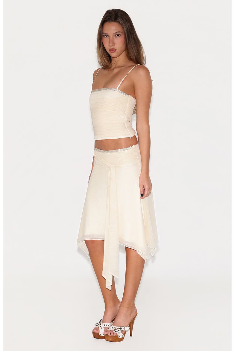 Juna Mesh Handkerchief Hem Midi Skirt, Alternate, color, CREAM