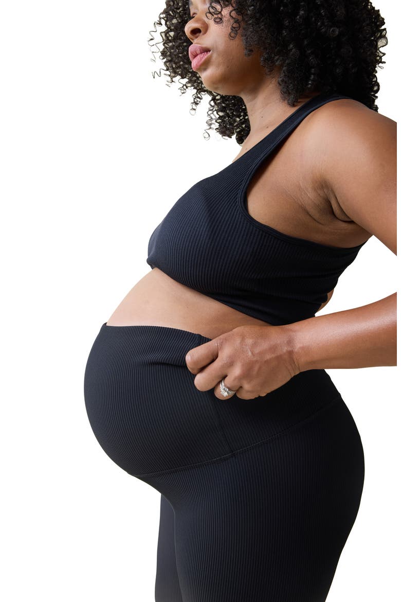Ribbed Maternity Leggings, Alternate, color, BLACK