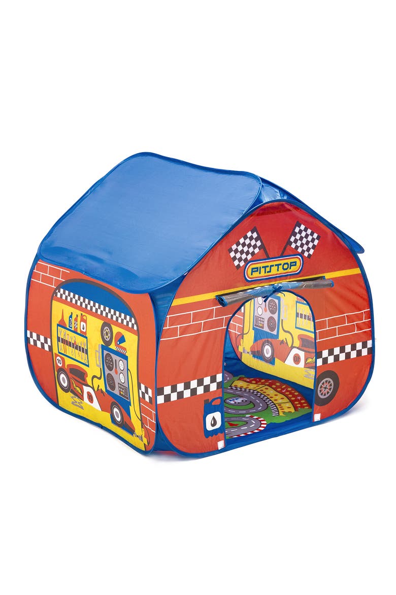 Pop It Up Pit Stop Tent With Race Mat Playhouse, Red, Alternate, color, Multicolored