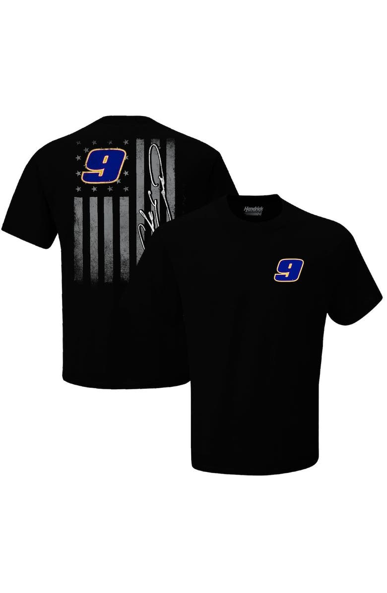 HENDRICK MOTORSPORTS TEAM COLLECTION Men's Hendrick Motorsports Team Collection Black Chase Elliott Exclusive Tonal Flag T-Shirt, Main, color,