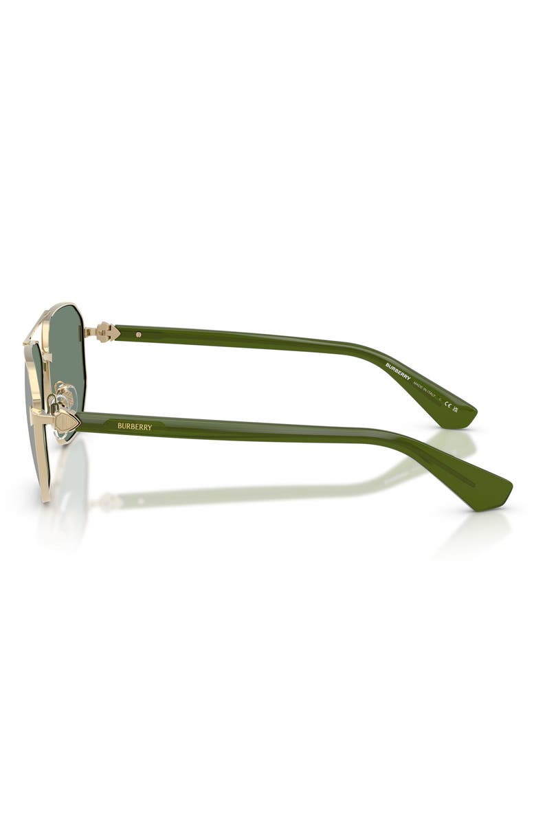 Burberry 60mm Pilot Sunglasses, Alternate, color, Light Gold / Green Silver