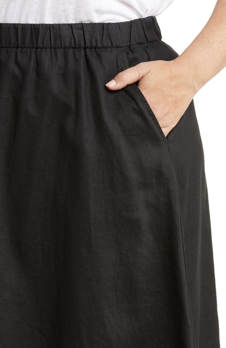 Eileen Fisher A-Line Organic Linen Midi Skirt, Alternate, color,