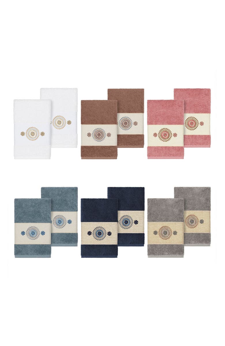 Linum Home Textiles Isabell Embellished Hand Towel - Set of 2 - Latte, Alternate, color, Latte