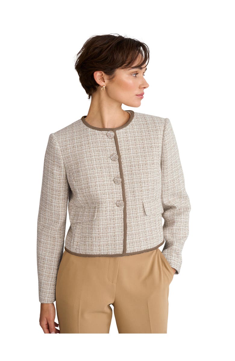 HOBBS LONDON Carey Tweed Jacket, Main, color, Camel Ivory