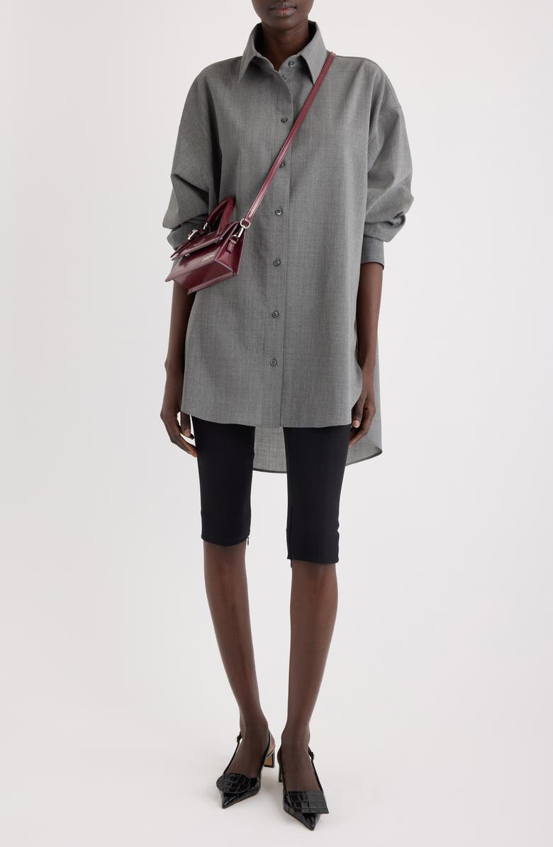 Jacquemus La Chemise d'Homme Oversize Stretch Virgin Wool Button-Up Shirt, Alternate, color, Grey