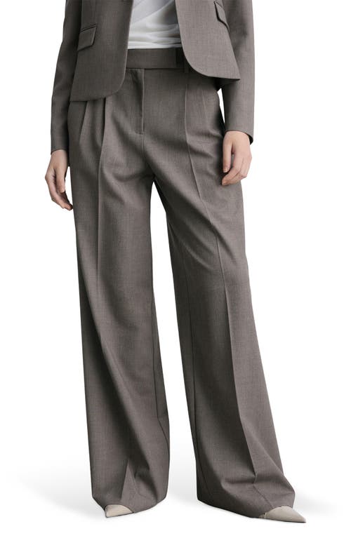 Mango Helena High Waist Wide Leg Pants In Gray