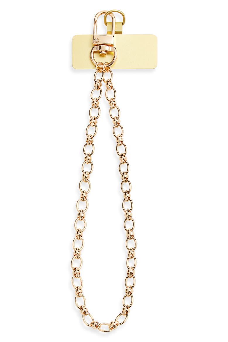 Chain Link Phone Wrist Strap, Main, color, GOLD