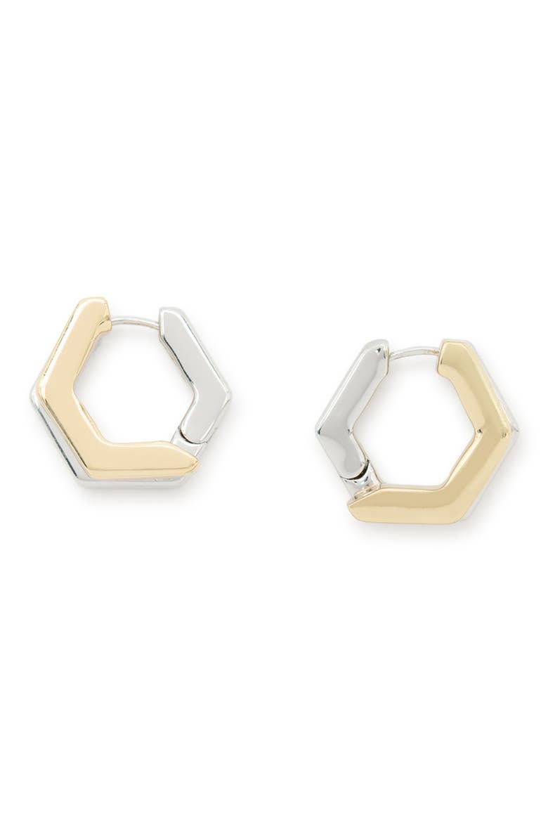 Double Hex Hoop Earrings, Main, color, GOLD/ RHODIUM