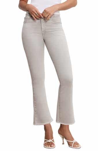 Good American Soft-Tech Good Legs Frayed Crop Mini Bootcut Jeans