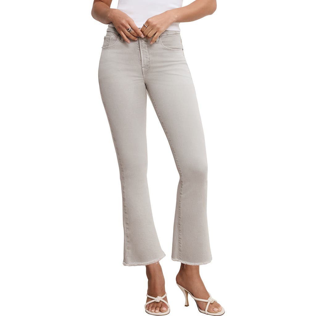 Good American Soft-tech Good Legs Frayed Crop Mini Bootcut Jeans In Amulet003