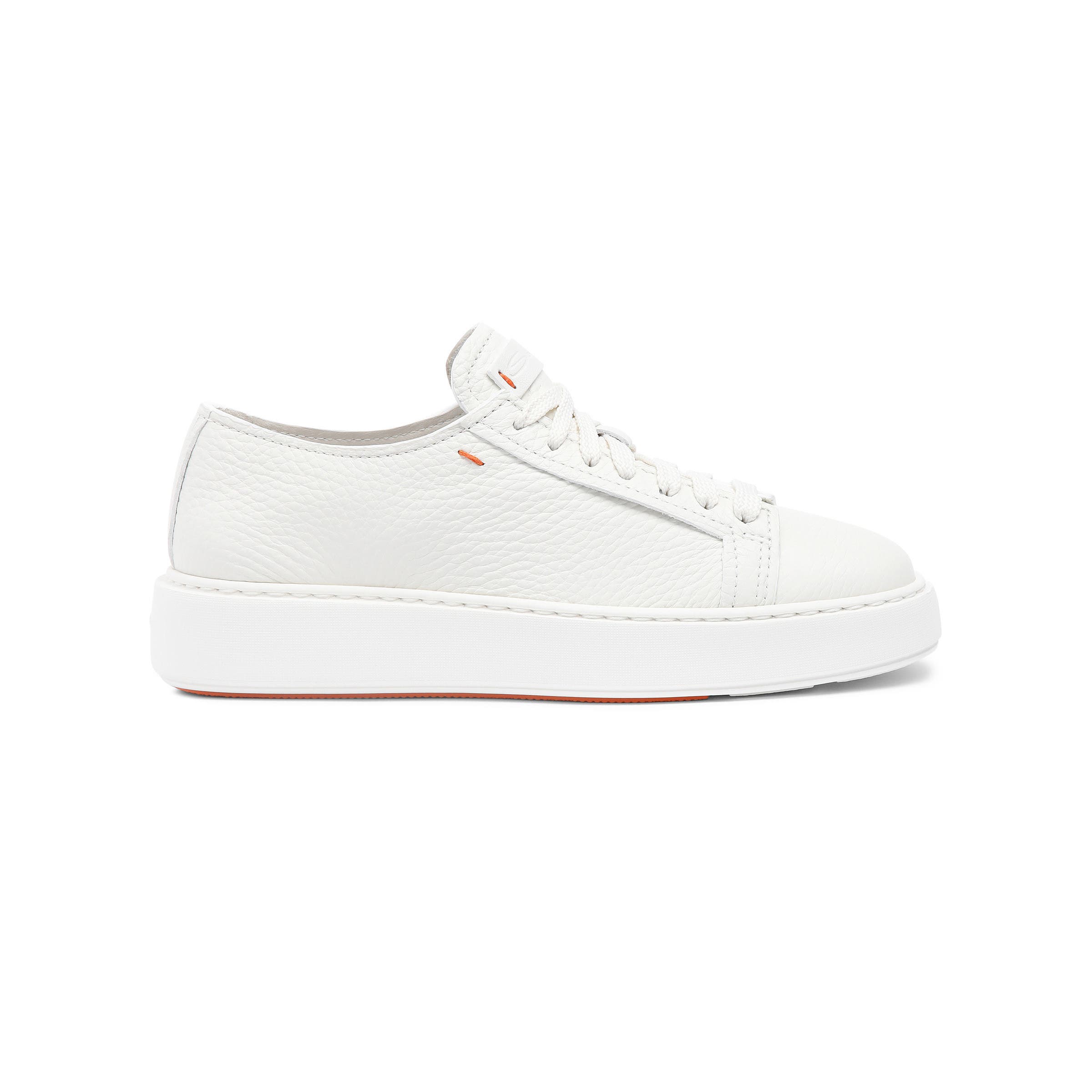 Santoni Women's tumbled leather sneaker, Alternate, color, White