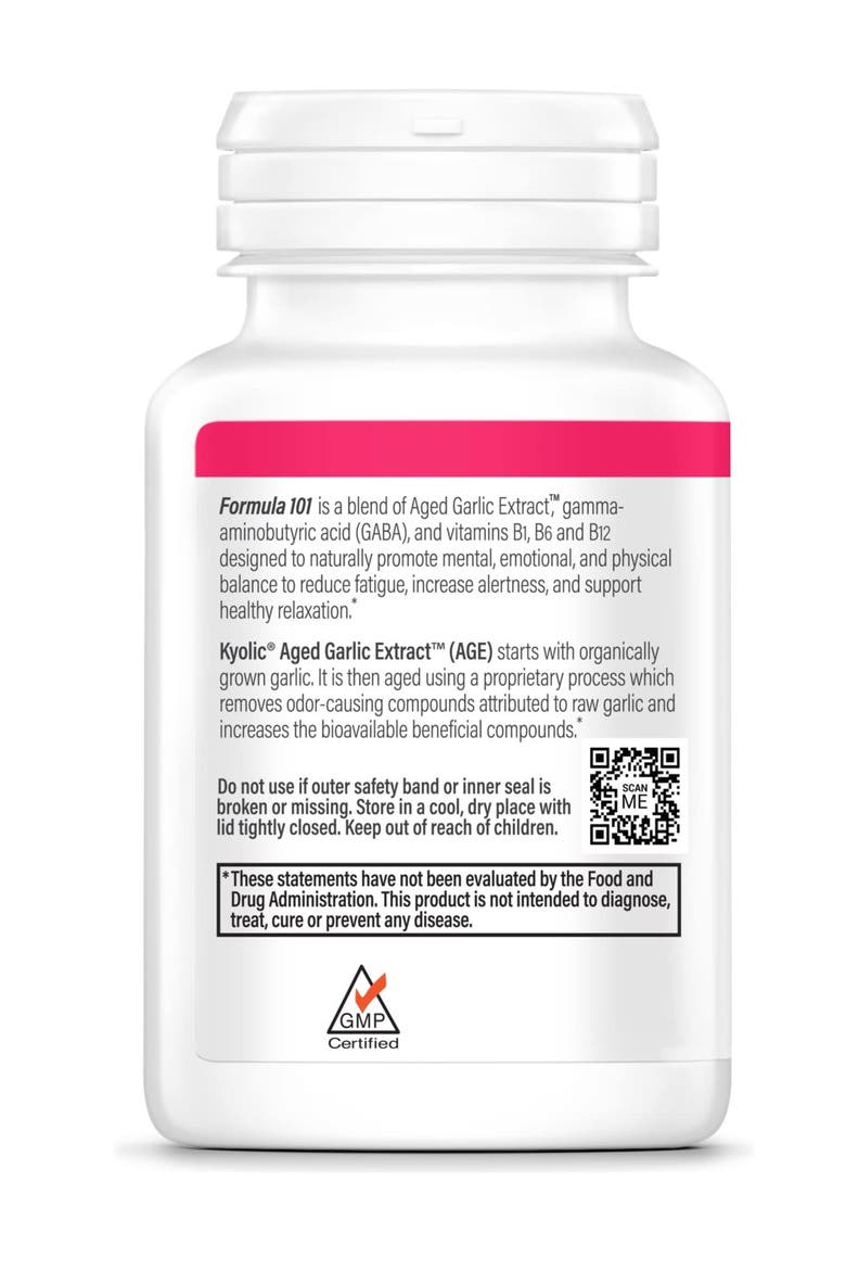 Aged Garlic Extract Formula 101, Stress and Fatigue Relief, 100 tablets., Alternate, color, None