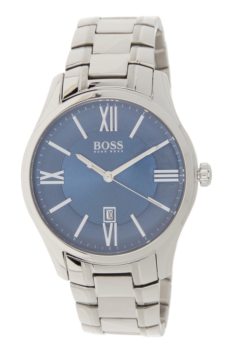 Ambassador Bracelet Watch, 43mm, Main, color, BLUE