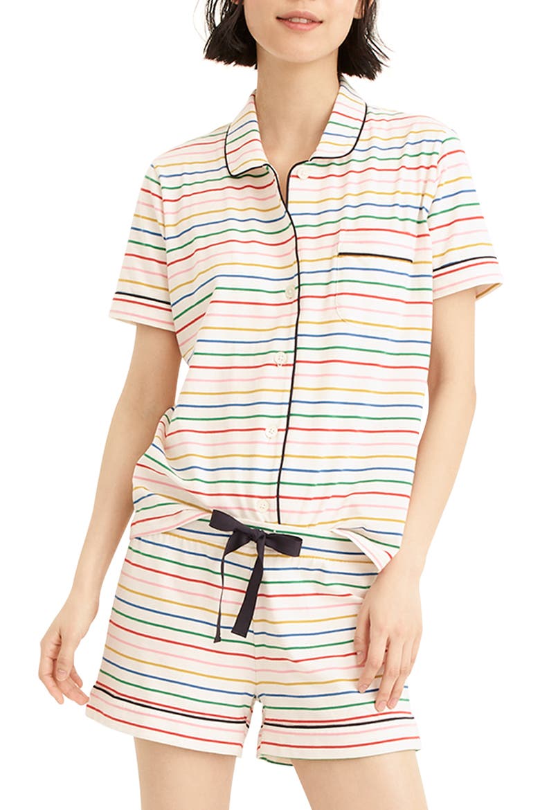 Dreamy Striped Short Pajamas, Main, color, CANDY STRIPE RAINBOW