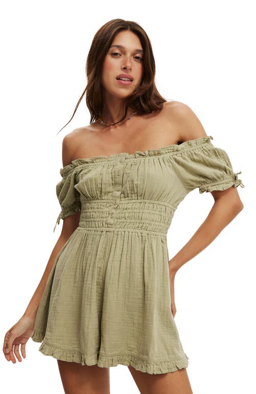 Cotton On Sadie Button Through Playsuit In Artichoke