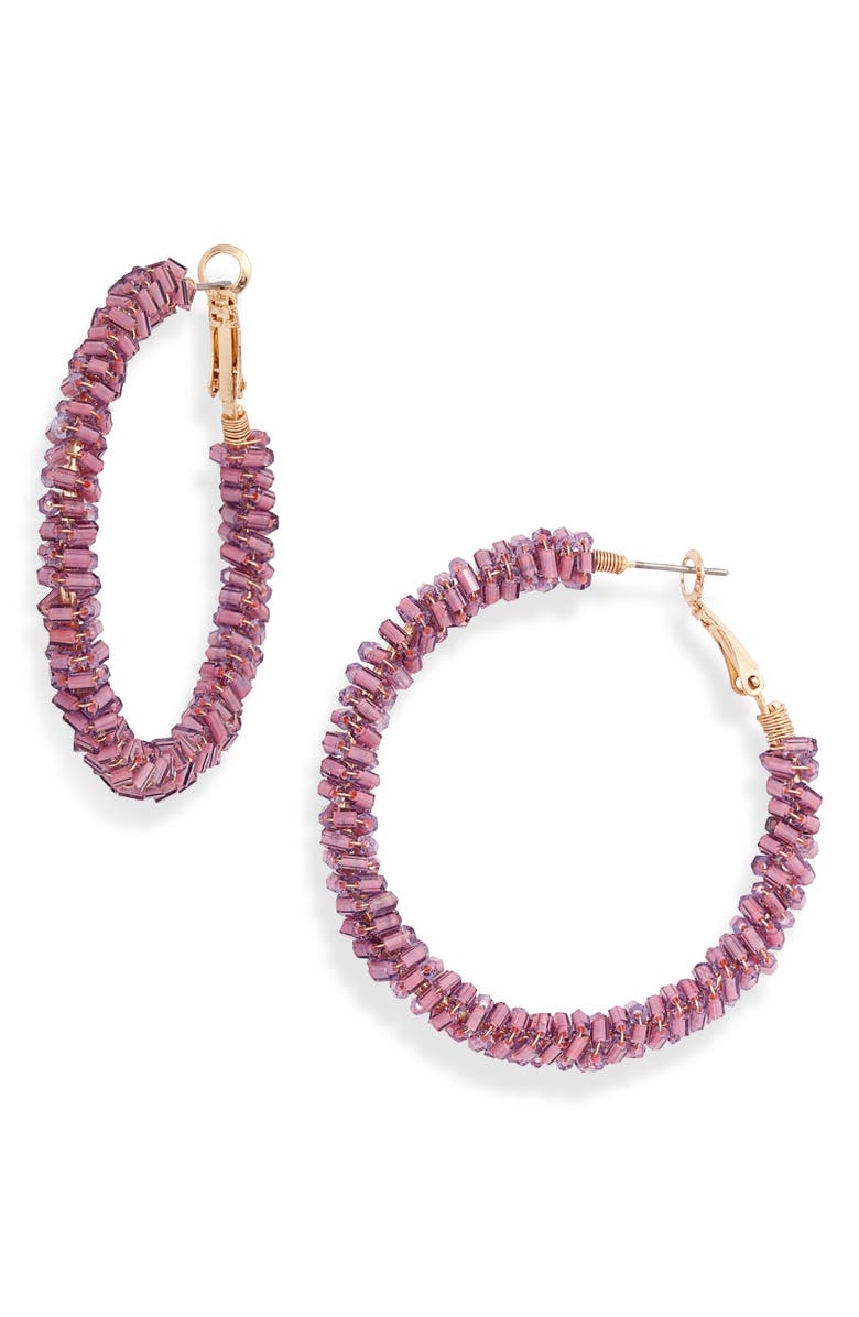 Rachel Parcell Beaded Hoop Earrings, Main, color,