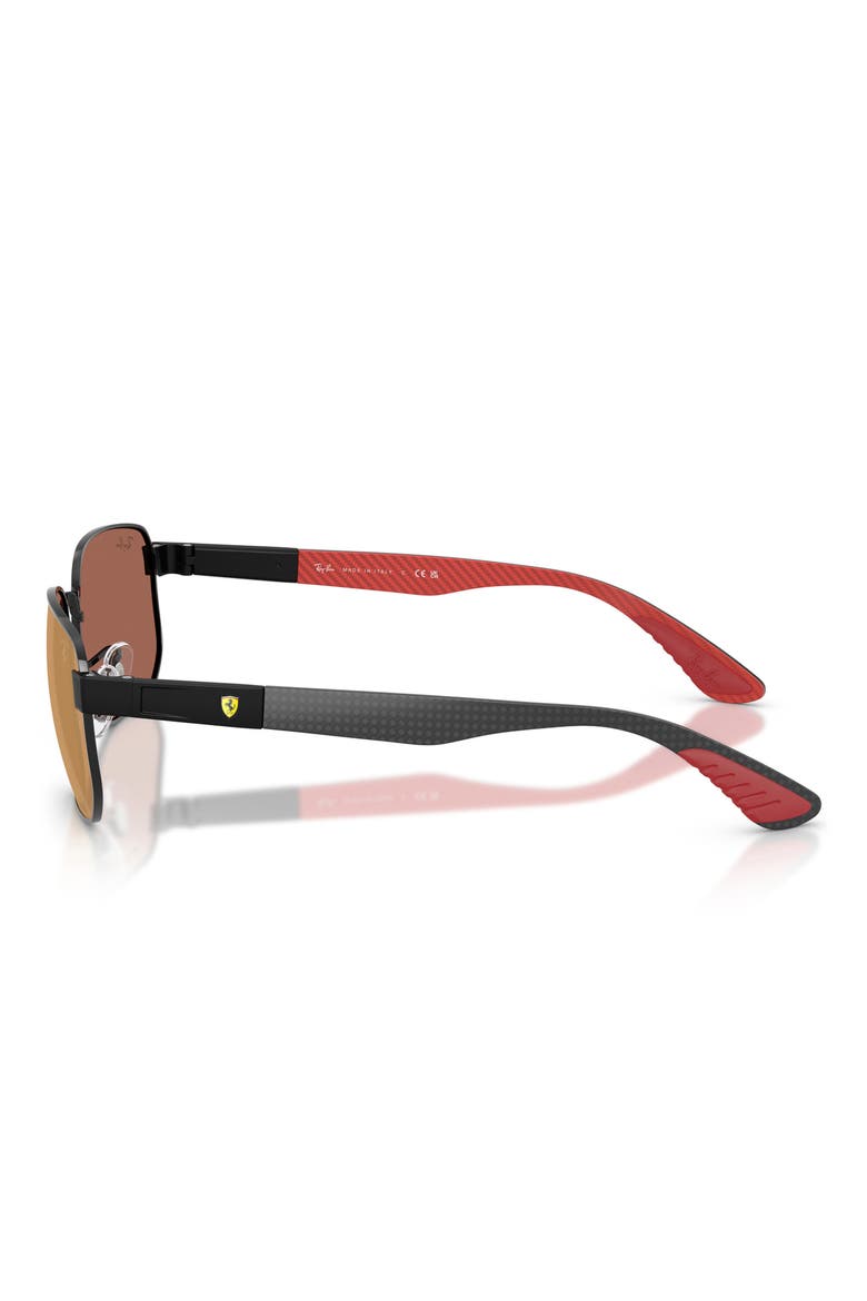 59mm Ferrari Irregular Sunglasses, Alternate, color, BLACK / BROWN MIRROR DARK RED
