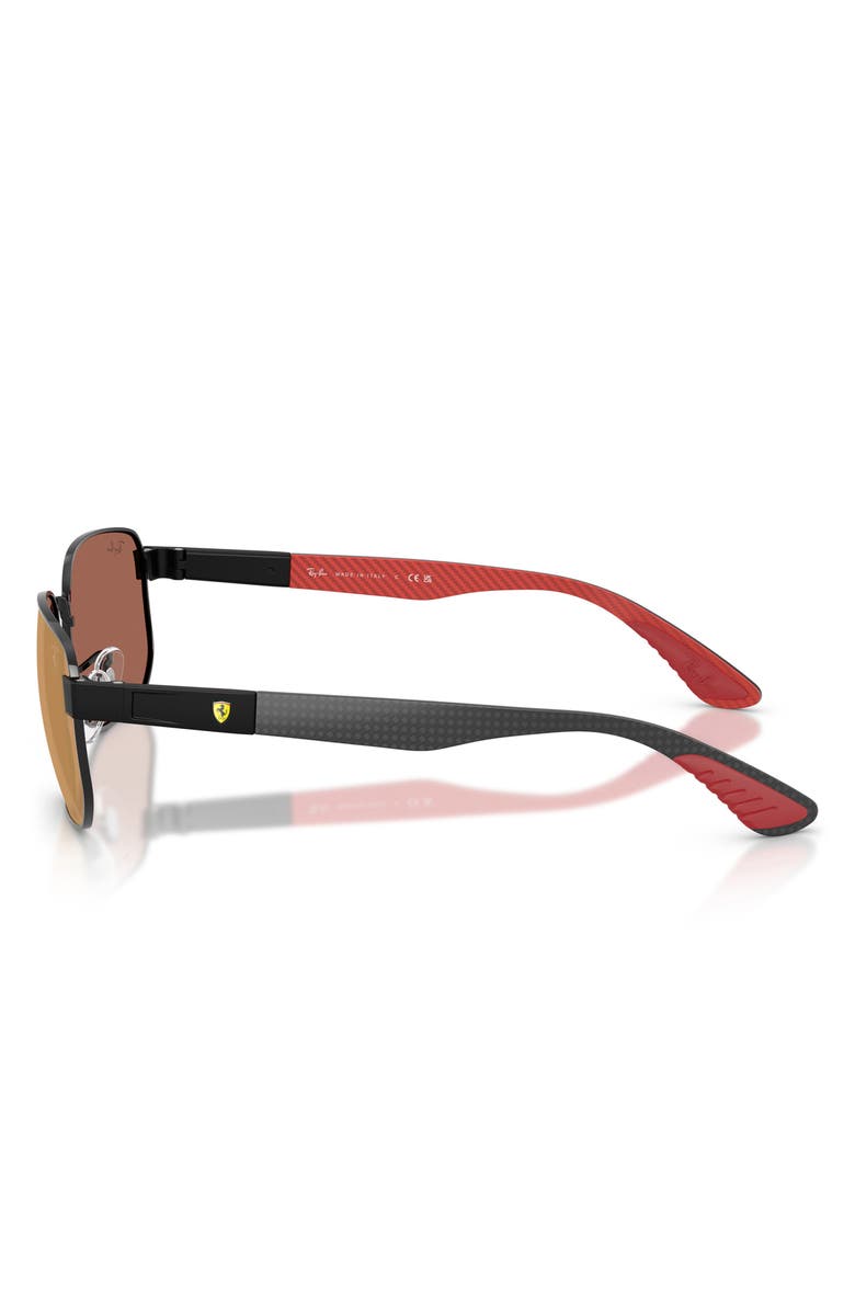 Ray-Ban 59mm Ferrari Irregular Sunglasses, Alternate, color, Black / Brown Mirror Dark Red