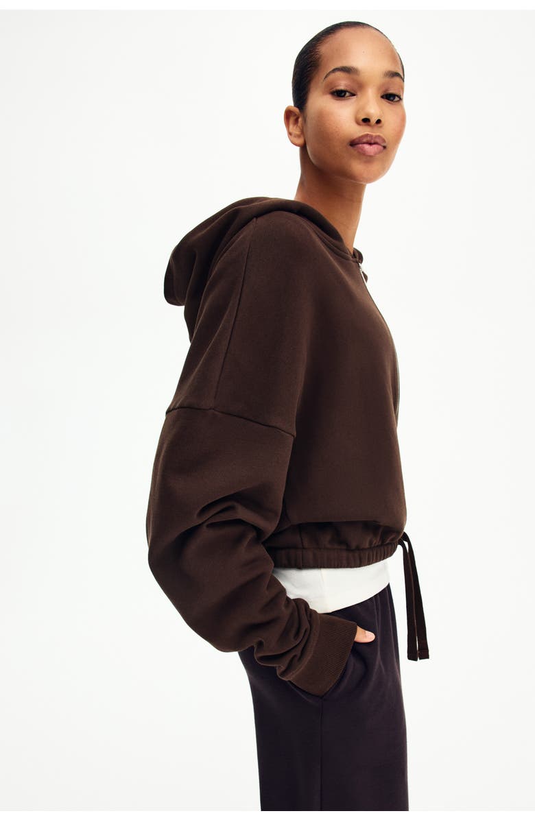H&M Drawstring Zip-through Hoodie, Alternate, color, Brown
