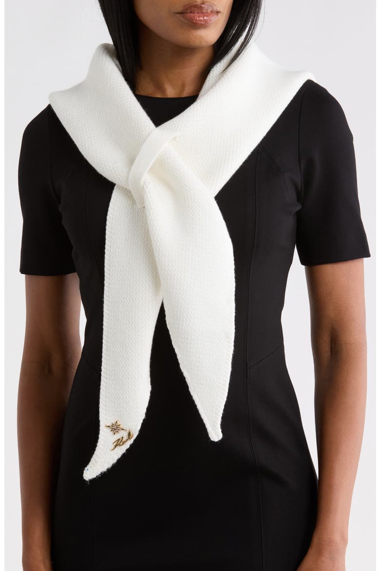 Chevron Knit Triangle Scarf, Main, color, IVORY
