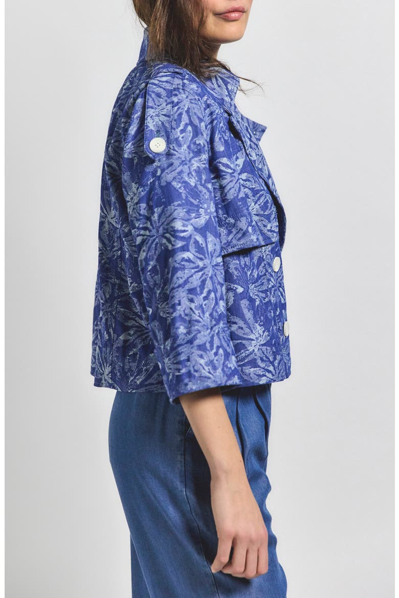 Elijah Floral Cotton Blend Double Breasted Crop Jacket, Alternate, color, INDIGO