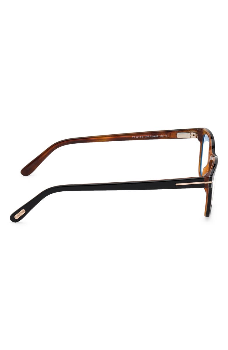 TOM FORD 53mm Rectangular Blue Light Blocking Optical Glasses, Alternate, color,