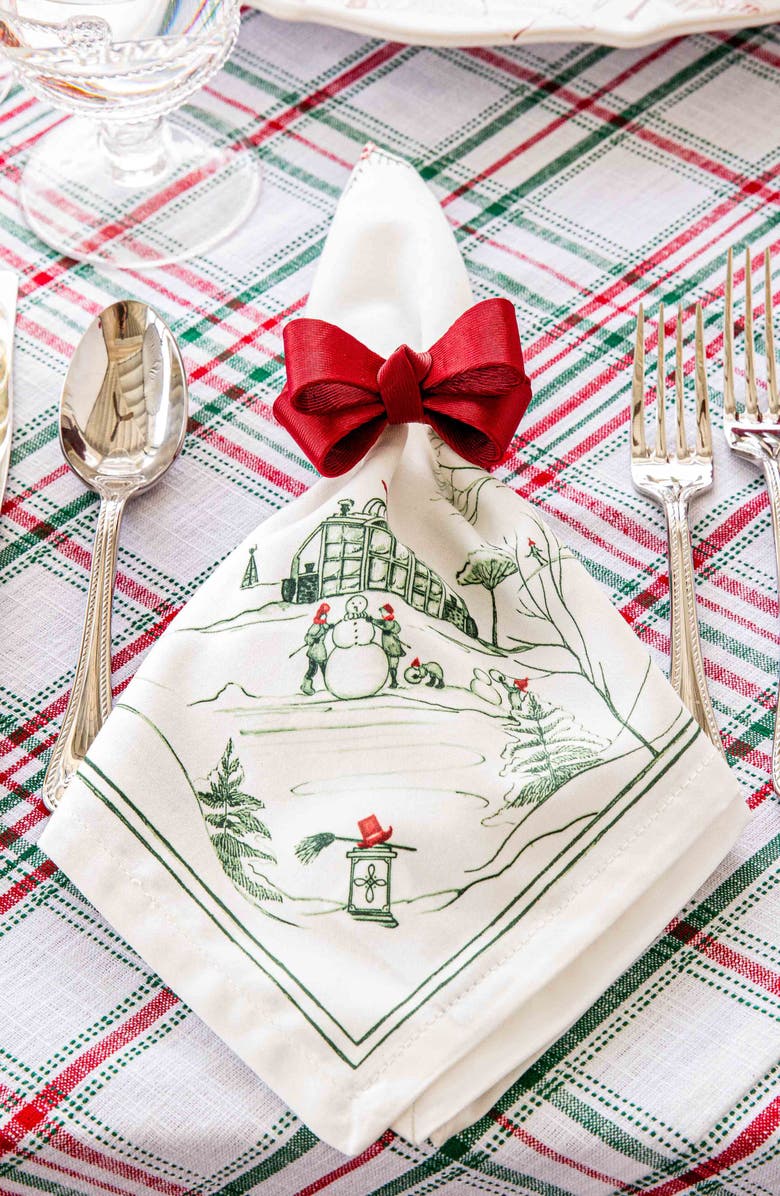 Juliska Country Estate Winter Frolic Set of 4 Napkins, Alternate, color, Evergreen