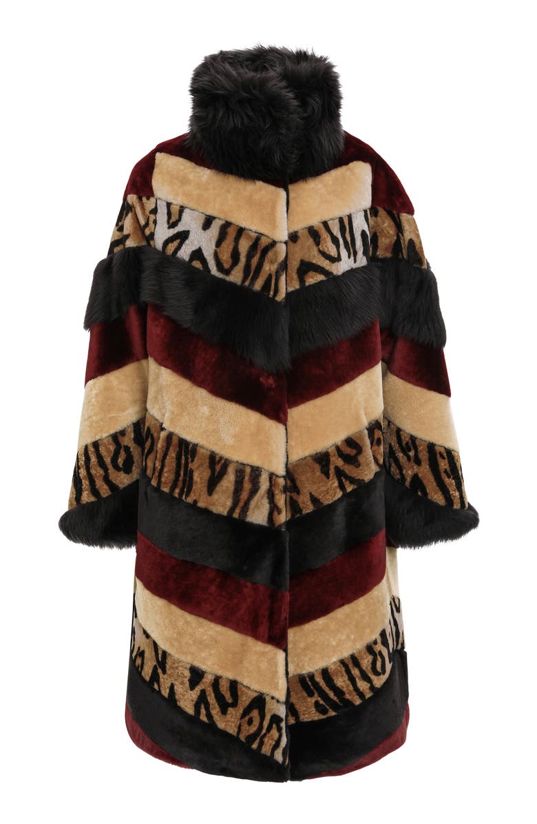 GORSKI Genuine Shearling And Genuine Shearling Short Coat, Alternate, color, Wine/Camel/Ocelo Print/Brown