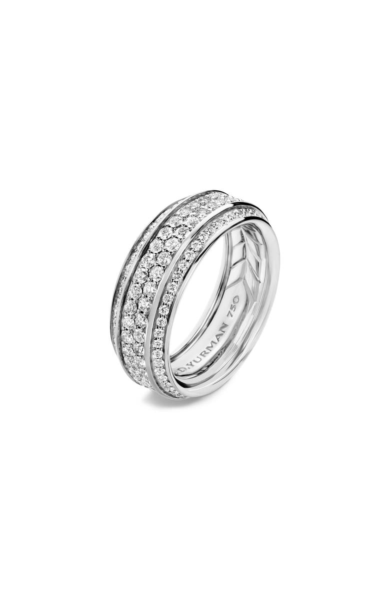 David Yurman Beveled Pave Diamond Band Ring, Alternate, color, White Gold/ Diamond