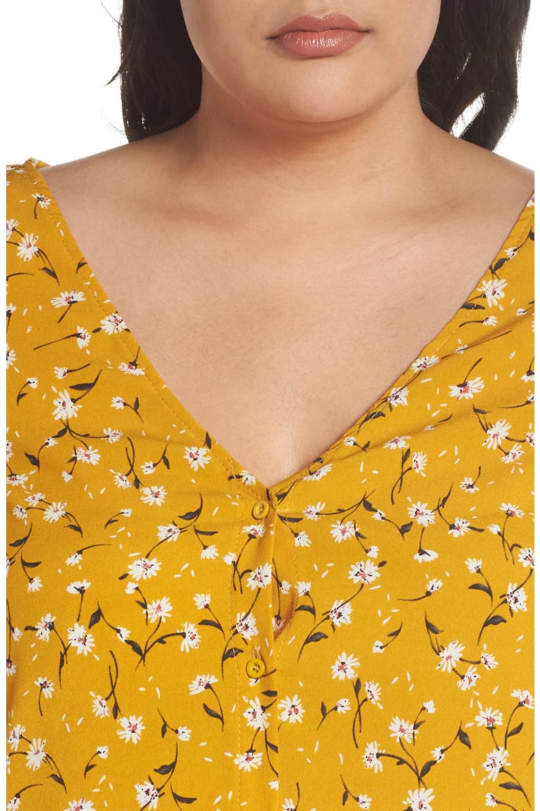 Floral Swing Shirtdress, Alternate, color, MUSTARD DITSY