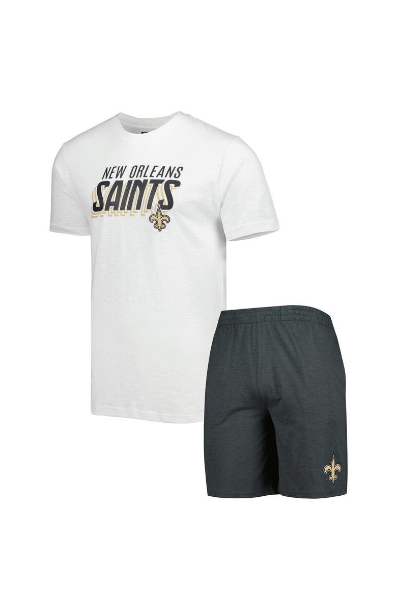CONCEPTS SPORT Men's Concepts Sport Charcoal/White New Orleans Saints Downfield T-Shirt & Shorts Sleep Set, Main, color, 