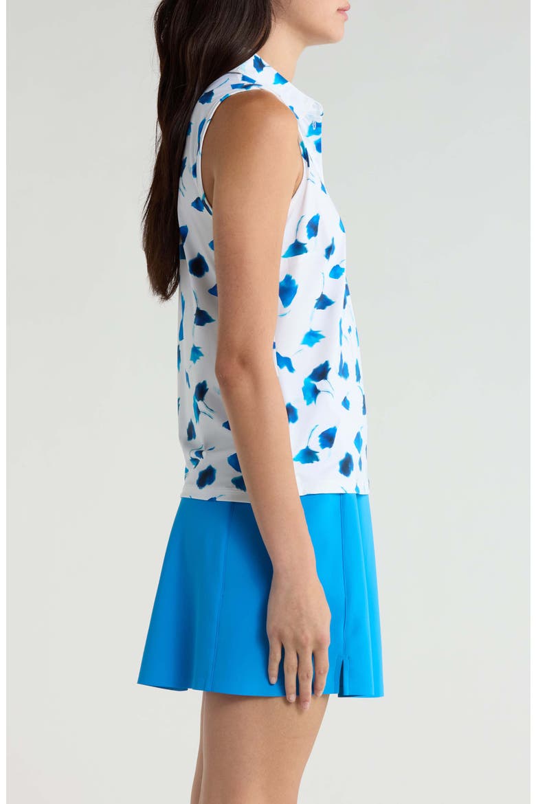 Drop Floral Performance Sleeveless Polo, Alternate, color, SNOW