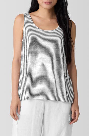 Eileen Fisher Stripe Organic Linen Tank Nordstrom