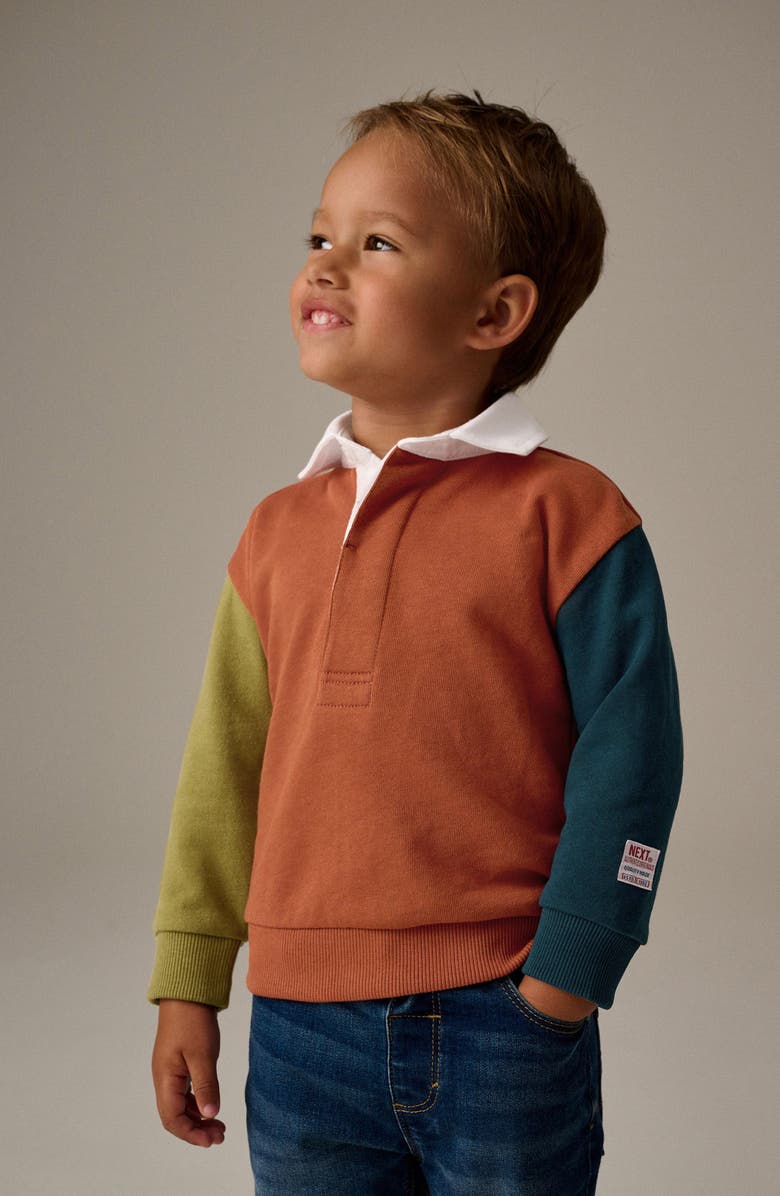 NEXT Kids' Colorblock Cotton Rugby Shirt, Alternate, color, 